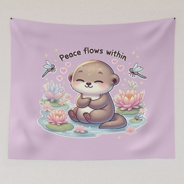 Item preview, Peace Flows Within - Cute Meditating Otter Lotus Pond designed and sold by carestazafeli.