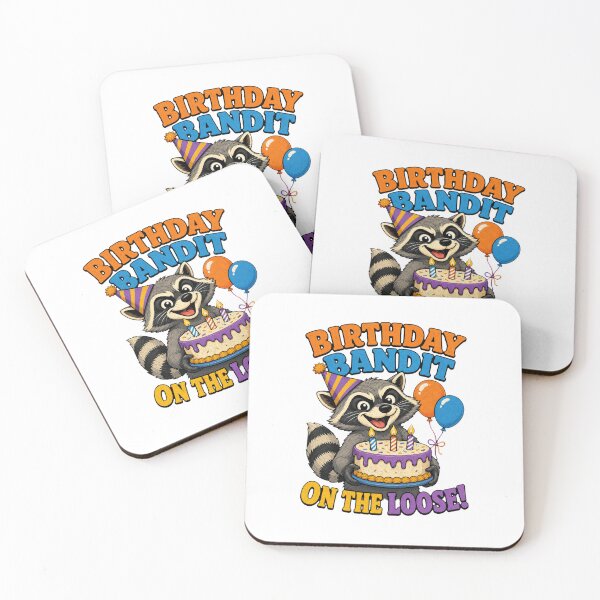 Item preview, Funny Birthday Bandit Raccoon with Cake designed and sold by Kolibra.