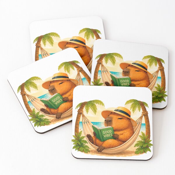 Item preview, Cute Vacation Capybara Illustration 2 | Kawaii Summer Capybara | Beach Animal Art | Tropical Travel Vibes designed and sold by Galochka.