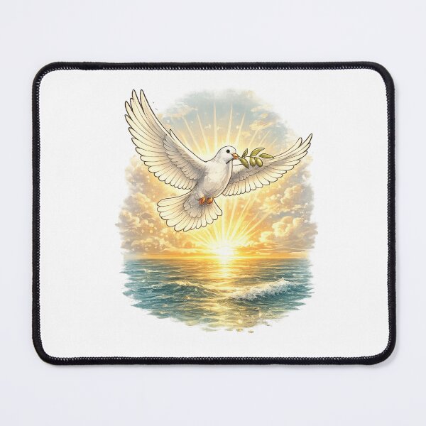 Item preview, Dove flying over calm ocean with soft sunrise designed and sold by DVerse Studio.