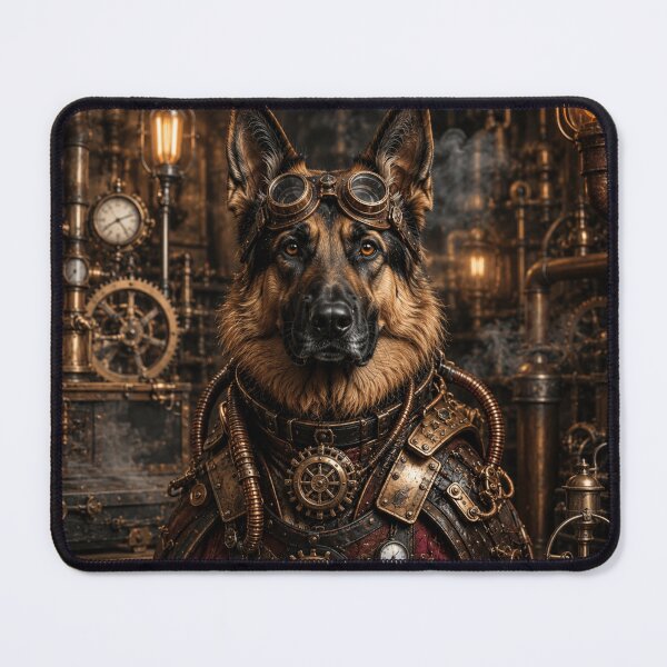 Item preview, Steampunk German Shepherd Inventor Art designed and sold by ASWIN STUDIO.
