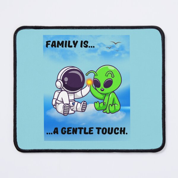 Item preview, Family Is a Gentle Touch – Cute Astronaut & Alien Friendship designed and sold by AhmadAnnaPrints.