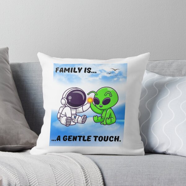 Item preview, Family Is a Gentle Touch – Cute Astronaut & Alien Friendship designed and sold by AhmadAnnaPrints.