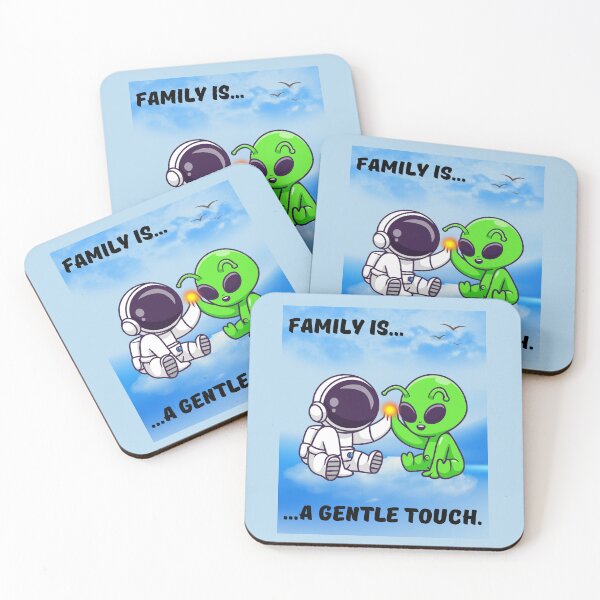 Item preview, Family Is a Gentle Touch – Cute Astronaut & Alien Friendship designed and sold by AhmadAnnaPrints.