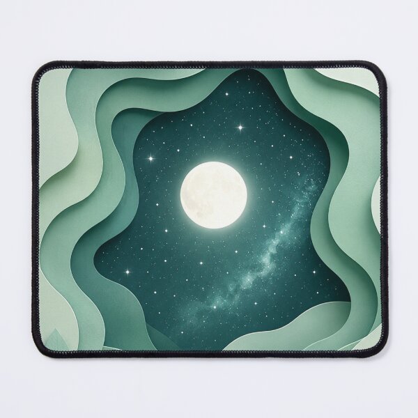 Item preview, Moonlit Paper Art – Green Galaxy Night Sky Wall Art Print designed and sold by @SHINTOSARTSTORE.