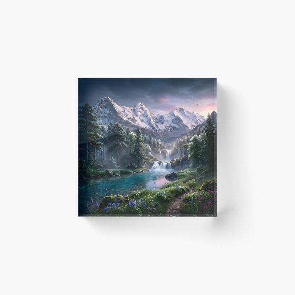 Item preview, Peaceful Mountain Waterfall Nature Landscape designed and sold by hutofdesigns.