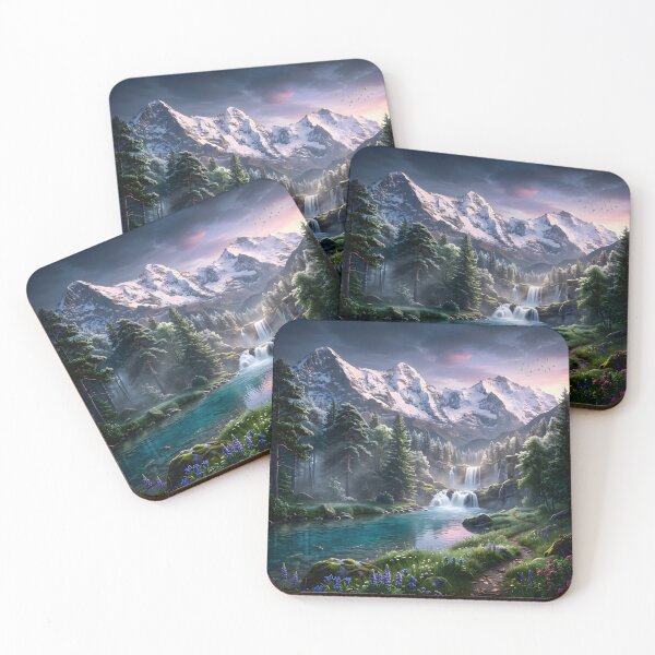 Item preview, Peaceful Mountain Waterfall Nature Landscape designed and sold by hutofdesigns.