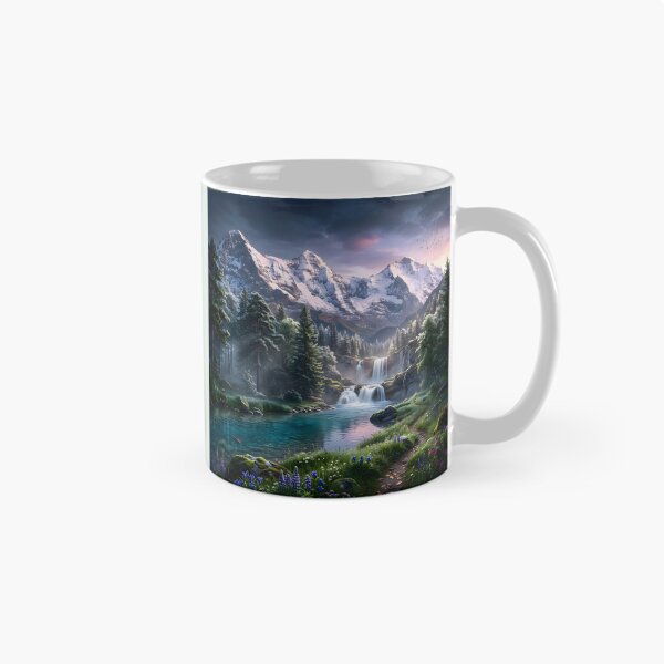 Item preview, Peaceful Mountain Waterfall Nature Landscape designed and sold by hutofdesigns.