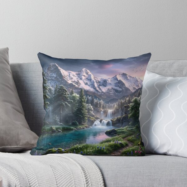 Item preview, Peaceful Mountain Waterfall Nature Landscape designed and sold by hutofdesigns.