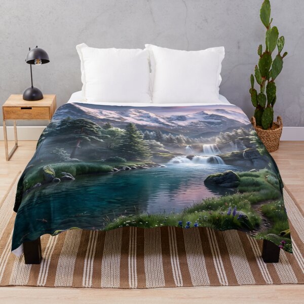 Item preview, Peaceful Mountain Waterfall Nature Landscape designed and sold by hutofdesigns.