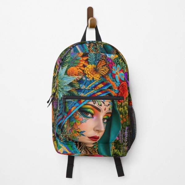 Item preview, Mexican Floral Woman Folk Art Portrait designed and sold by MythicMood.