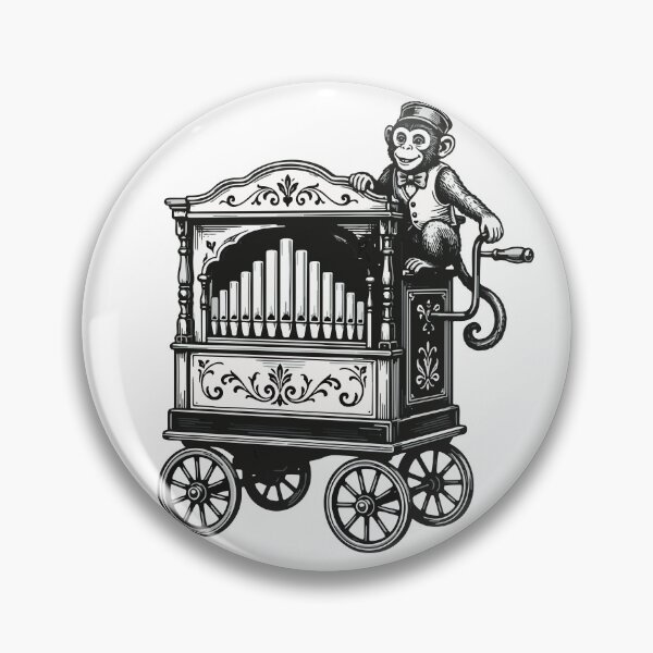 Item preview, Vintage barrel organ with monkey | Nostalgic music motif designed and sold by MyPriond.