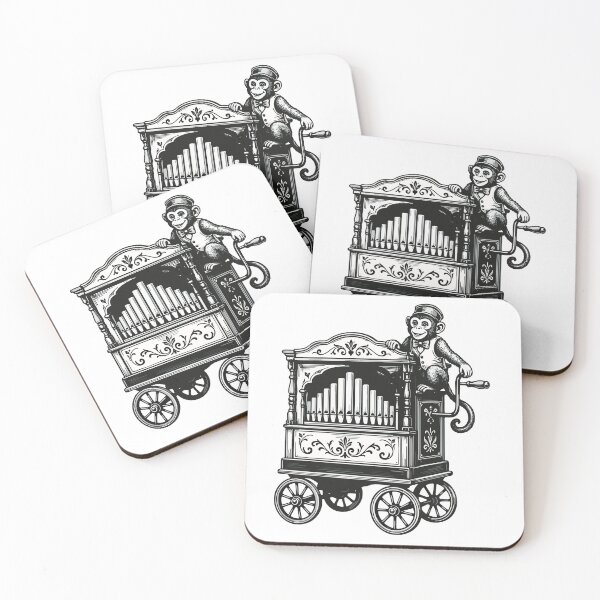 Item preview, Vintage barrel organ with monkey | Nostalgic music motif designed and sold by MyPriond.