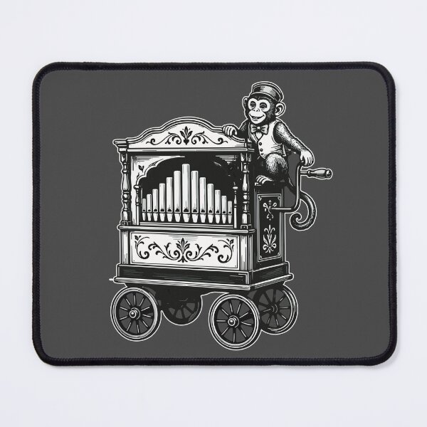 Item preview, Vintage barrel organ with monkey | Nostalgic music motif designed and sold by MyPriond.