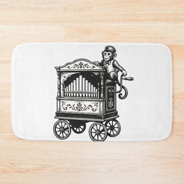 Item preview, Vintage barrel organ with monkey | Nostalgic music motif designed and sold by MyPriond.