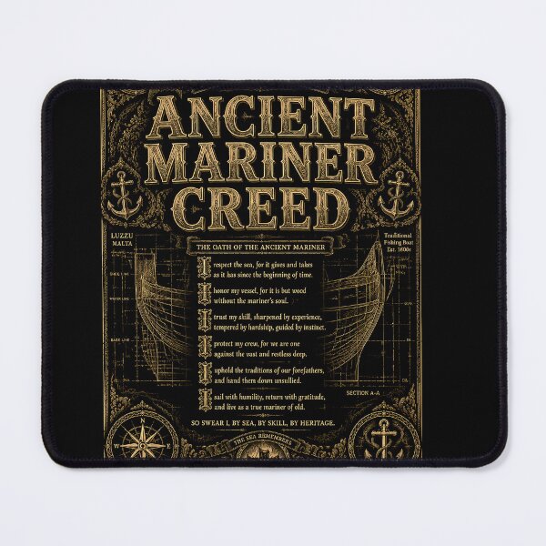 Item preview, Ancient Mariner Creed Oath Maltese Luzzu Ship Blueprint designed and sold by RoyalOrderGallery.