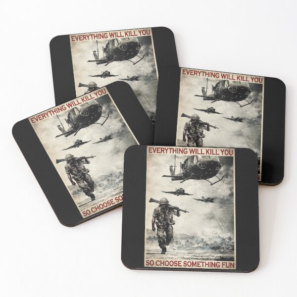 Item preview, Everything Will Kill You So Choose Something Fun Military Soldier Vintage Poster "Live Dangerously" Vietnam War Helicopter Wall Art designed and sold by MagicatcoArt.