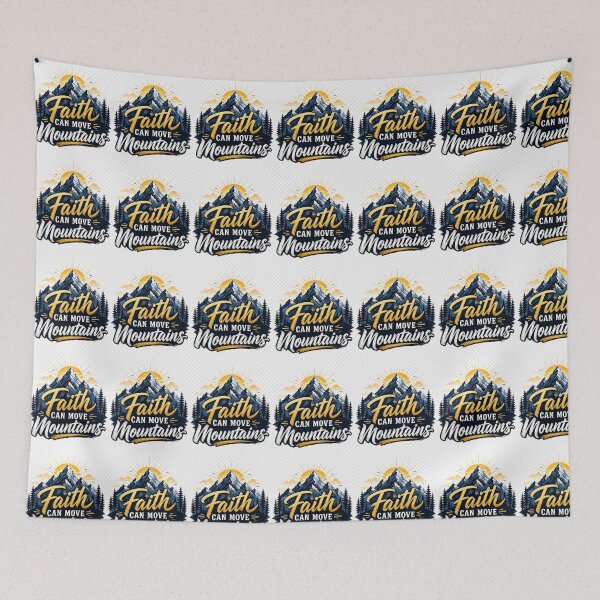 Item preview, Mountain silhouette with "Faith Can Move Mountains" designed and sold by DVerse Studio.