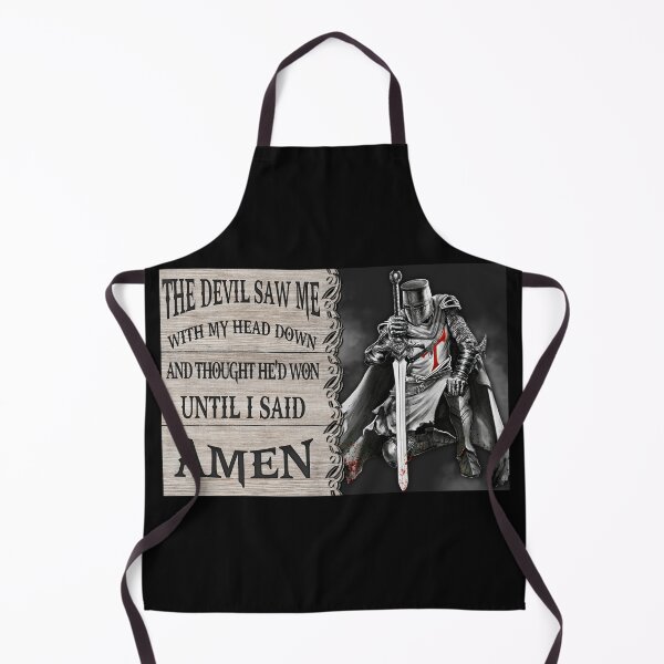 Item preview, The Devil Saw Me With My Head Down Until I Said Amen Knight Christian Poster designed and sold by CanvasFuse.