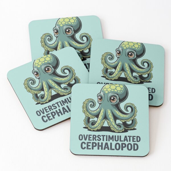 Item preview, Overstimulated Cephalopod T-Shirt & Sticker – Funny Mental Overload Octopus Meme for Introverts designed and sold by ZyxDes.
