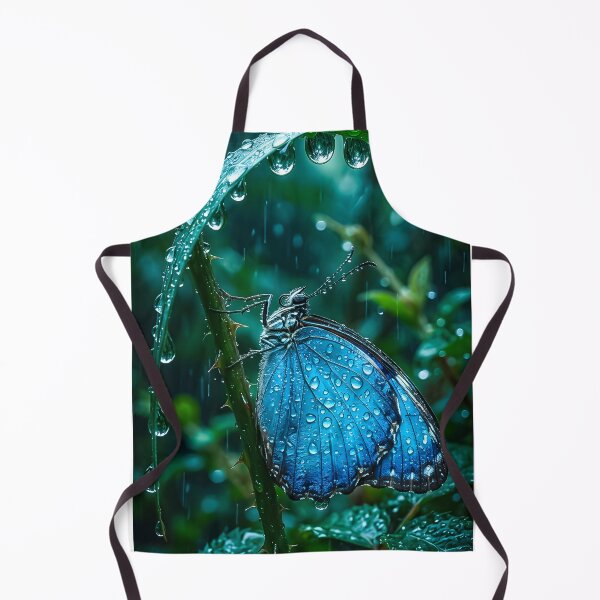 Item preview, A blue butterfly protects itself from the rain under a leaf. designed and sold by Fotografin1981.