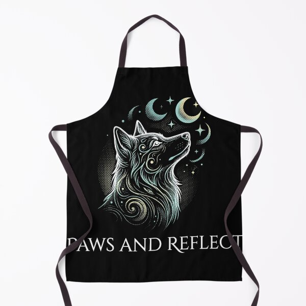 Item preview, Paws and Reflect Mystical Celestial Wolf Dog Moon Stars Linework designed and sold by TeNovaStudio.