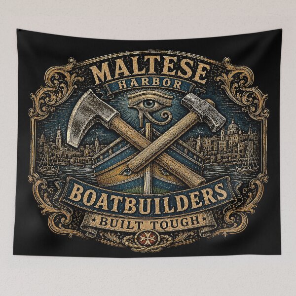 Item preview, Maltese Harbor Boatbuilders Built Tough Traditional Adze Work Art designed and sold by RoyalOrderGallery.