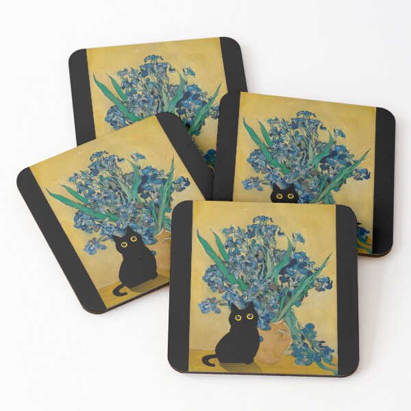 Item preview, black cat with irises  designed and sold by PurrfectHome.