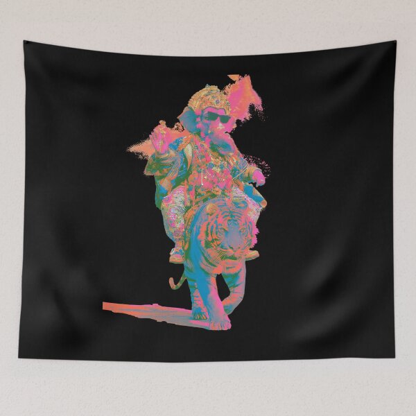 Item preview, Cool Streetwear Elephant Riding Rainbow Tiger Green Hoodie Pop Art designed and sold by PANNARUK THAILAND.