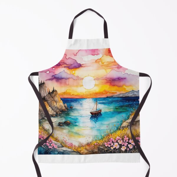 Item preview, Watercolor painting of Coastal sunset scene designed and sold by Chi261.