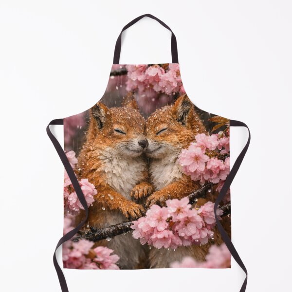 Item preview, Two squirrels cuddling in the rain under pink cherry blossoms designed and sold by Fotografin1981.