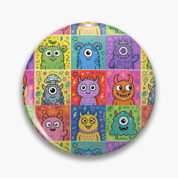 Item preview, Colourful Kawaii Monster Character Grid designed and sold by Teeny Quities.
