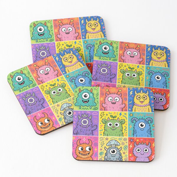 Item preview, Colourful Kawaii Monster Character Grid designed and sold by Teeny Quities.