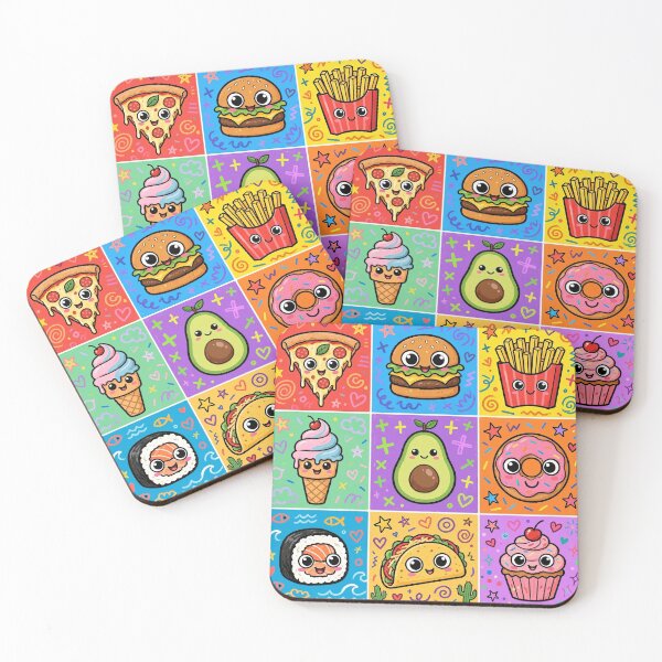 Item preview, Kawaii Food and Snack Character Grid designed and sold by Teeny Quities.