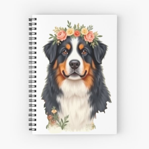 Item preview, Bernese Mountain Dog Floral Crown Watercolor Art | Regal Berner Dog Lover Gift designed and sold by Flownow.