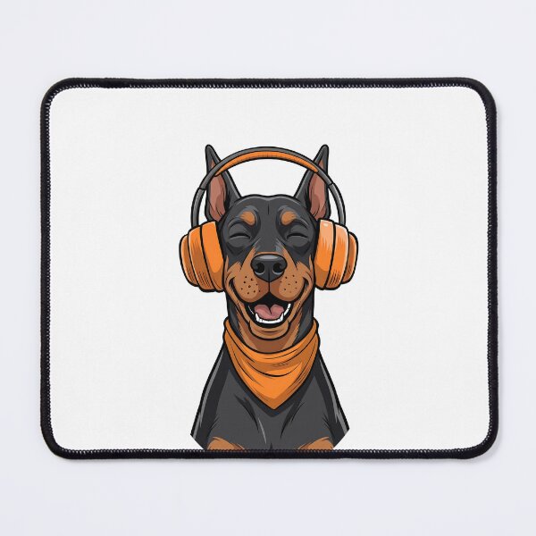 Item preview, Dobermann with Headphones Drawing - Happy Music Loving Dog Gift designed and sold by BobaTeeStore.