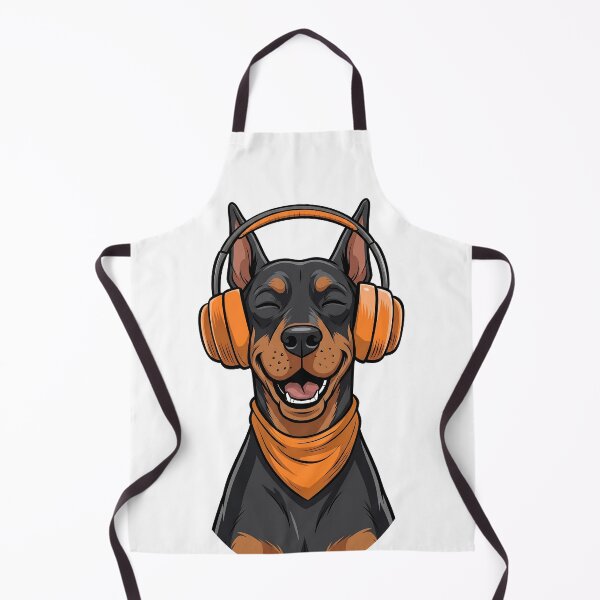 Item preview, Dobermann with Headphones Drawing - Happy Music Loving Dog Gift designed and sold by BobaTeeStore.