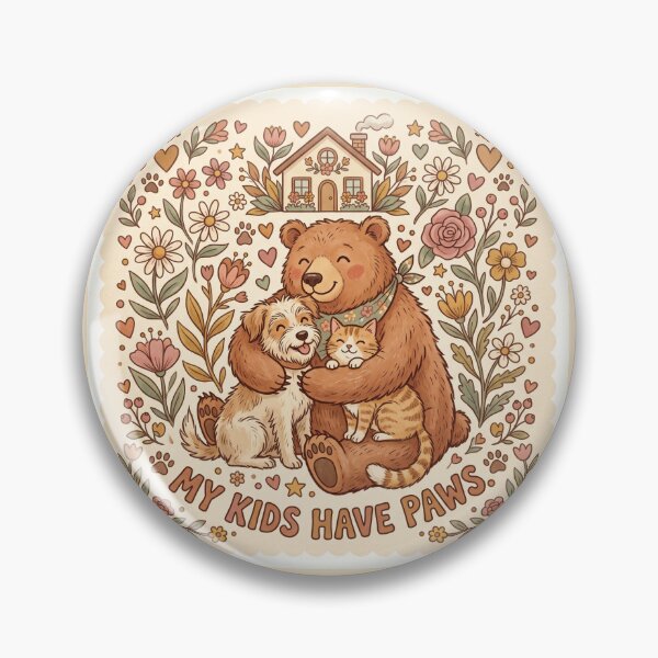 Item preview, My Kids Have Paws Shirt – Dog Cat Mom Warm Retro Bear Hug Tee designed and sold by DmaarGroup.