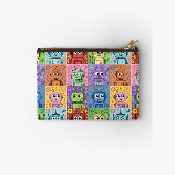 Item preview, Colourful Kawaii Retro Robot Grid designed and sold by Teeny Quities.