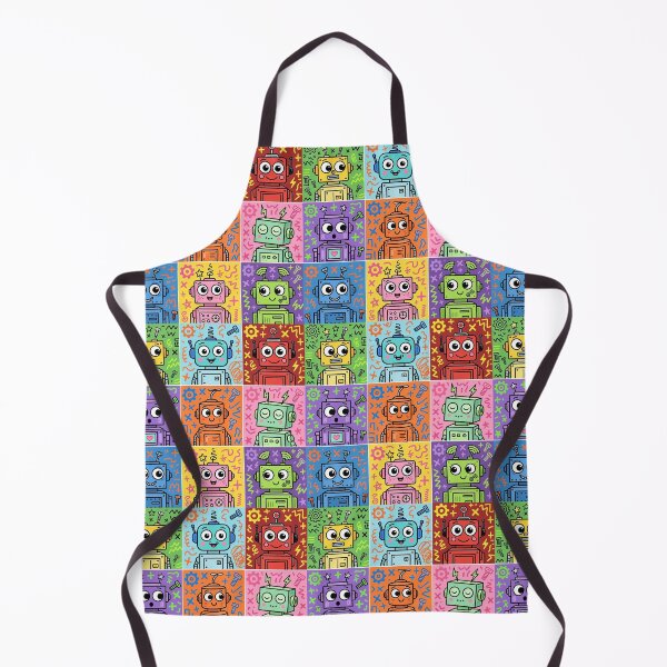 Item preview, Colourful Kawaii Retro Robot Grid designed and sold by Teeny Quities.
