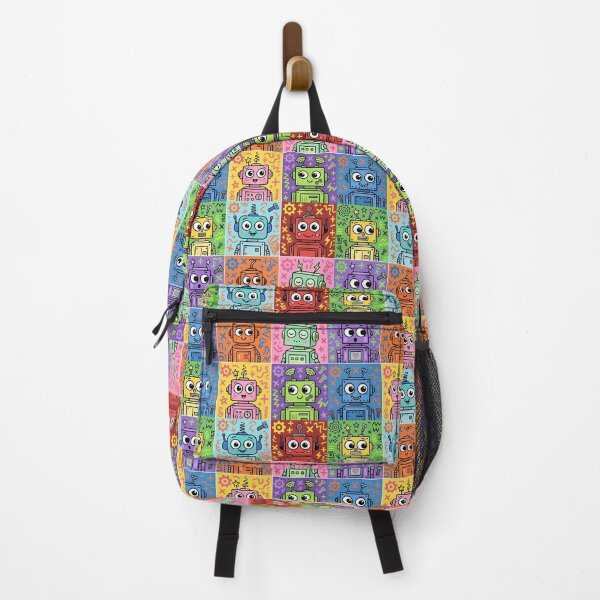 Item preview, Colourful Kawaii Retro Robot Grid designed and sold by Teeny Quities.
