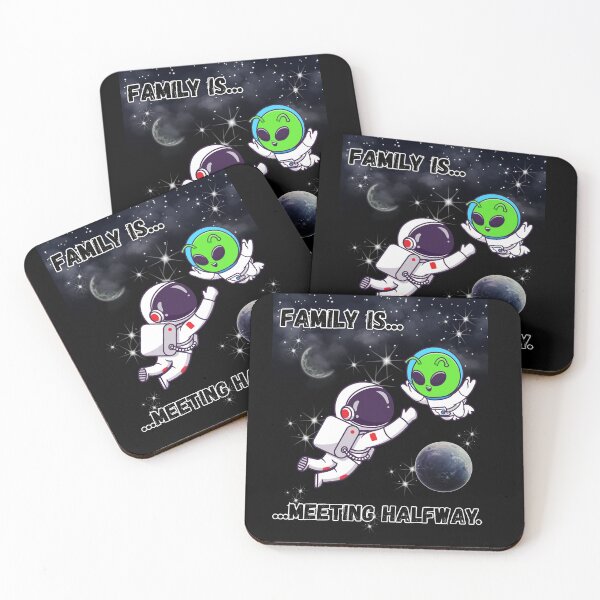 Item preview, Family Is Meeting Halfway – Cute Astronaut & Alien Friendship designed and sold by AhmadAnnaPrints.