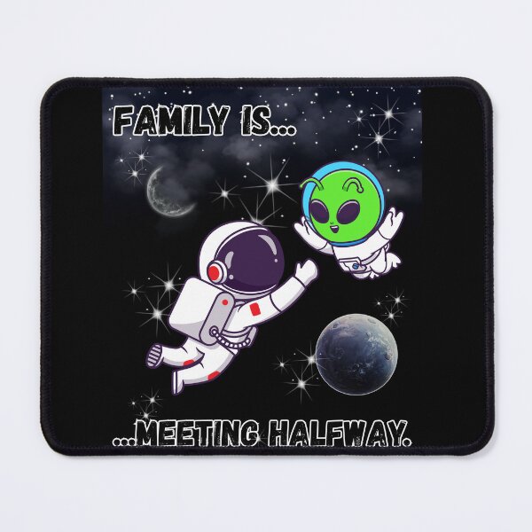 Item preview, Family Is Meeting Halfway – Cute Astronaut & Alien Friendship designed and sold by AhmadAnnaPrints.