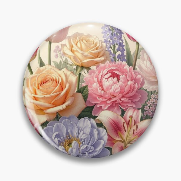 Item preview, Pastel Garden Blooms Art / Elegant Rose and Peony Floral Bouquet) designed and sold by Nela-&-Lena.