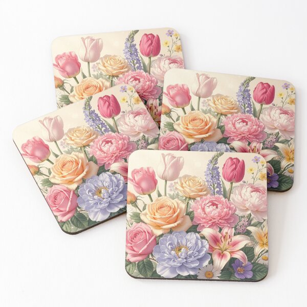 Item preview, Pastel Garden Blooms Art / Elegant Rose and Peony Floral Bouquet) designed and sold by Nela-&-Lena.