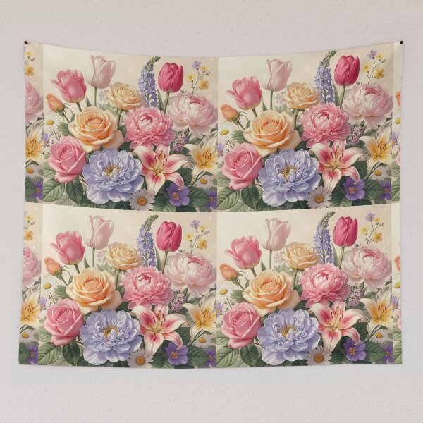 Item preview, Pastel Garden Blooms Art / Elegant Rose and Peony Floral Bouquet) designed and sold by Nela-&-Lena.
