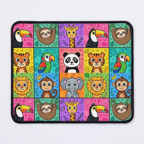 Item preview, Colourful Kawaii Jungle Animal Grid designed and sold by Teeny Quities.