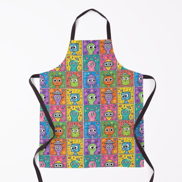 Item preview, Colourful Kawaii Alien and UFO Grid designed and sold by Teeny Quities.