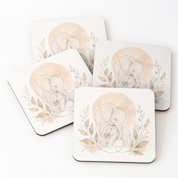 Item preview, Minimalist Elephant Mother and Baby designed and sold by FlamingPhoenix4.