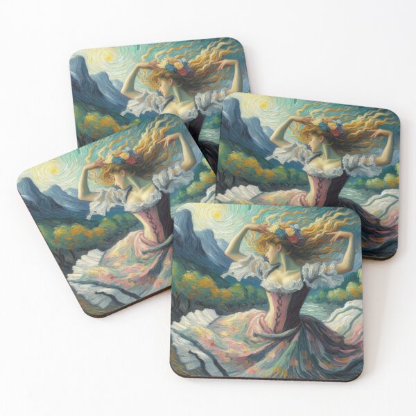 Item preview, Dance in The Mountains Dancing Girl Van Gogh style designed and sold by ArtUnova.